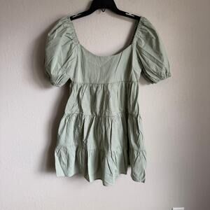 NWT NIA Silvana Green White Gingham Tiered Babydoll Dress Womens S Cottagecore